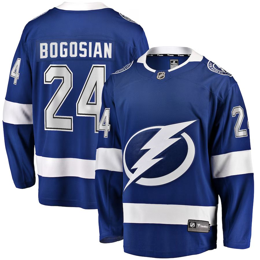 Men Tampa Bay Lightning 24 Zach Bogosian Fanatics Branded Blue Home Breakaway Player NHL Jersey